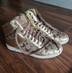 Coach High Top Shoes Gold 9